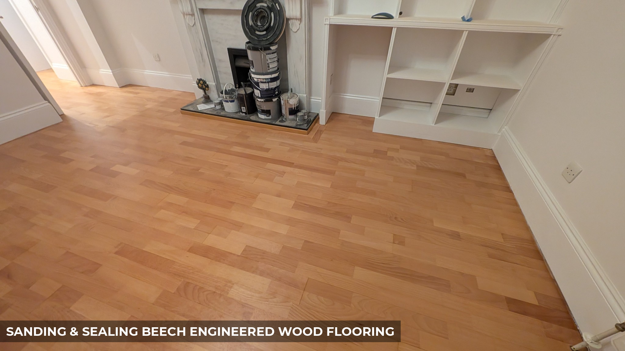 Sanding & Sealing Beech Engineered Wood Flooring in Raynes Park