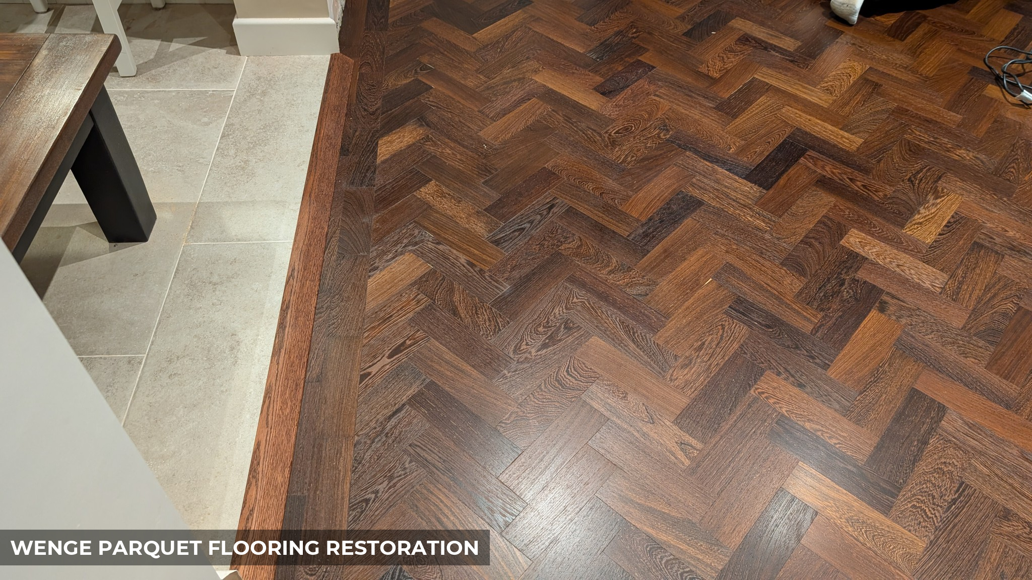 Wenge Parquet Flooring Restoration in Matt Sheet in Acton