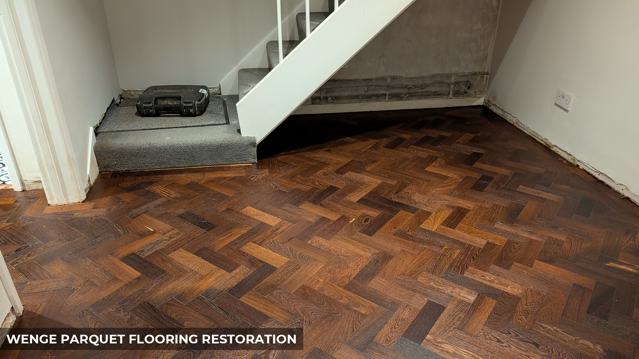 Wenge Parquet Flooring Restoration in Matt Sheet in Acton